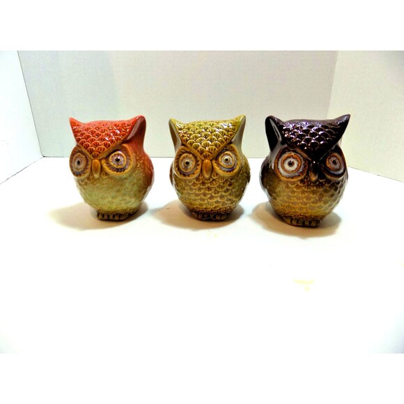 NEW Good Luck Owls Figurines Sculpture Fall Decor - Picture 1 of 4